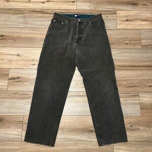 Men's VTG Tommy Hilfiger Denim Jeans SZ 34x32 Faded Black Tapered 90s Grunge